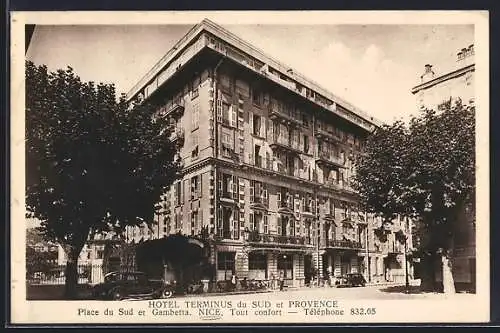 AK Nice, Hôtel Terminus du Sud et Provence, Place du Sud et Gambetta, tout confort