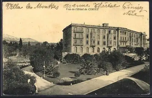 AK Nice, Vue de l`Hôtel de Cimez et du jardin environnant