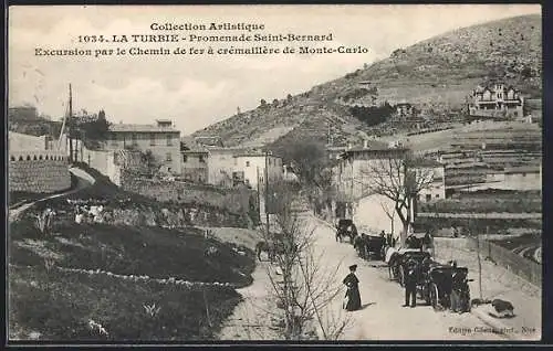 AK La Turbie, Promenade Saint-Bernard, excursion par le chemin de fer à crémaillère de Monte-Carlo