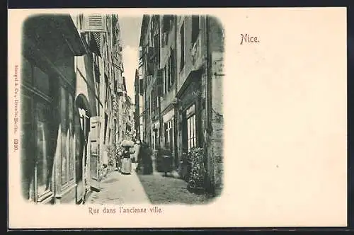 AK Nice, Rue dans l`ancienne ville
