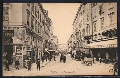 AK Nice, La Rue Masséna avec passants et commerces animés