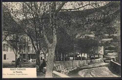 AK Puget-Théniers, La Placette et le cours d`eau sous les arbres