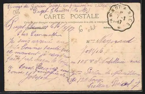 AK Puget-Théniers, La Grande Fontaine devant le café et les habitants