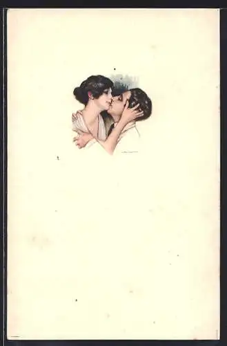 Künstler-AK Nanni: Küssendes Paar