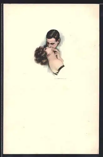 Künstler-AK Nanni: Paar küsst sich