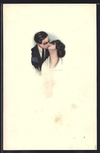 Künstler-AK Nanni: Küssendes Paar