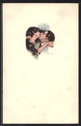 Künstler-AK Nanni: Küssendes Paar