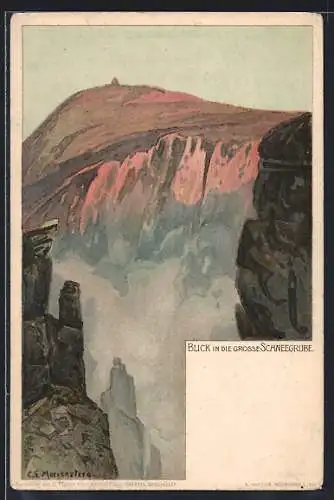 Künstler-AK Carl Ernst Morgenstern: Blick in die grosse Schneegrube