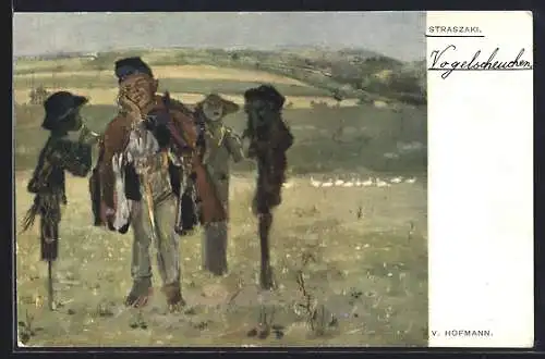 Künstler-AK sign. V. Hofmann: Straszaki, Junge auf einem Feld