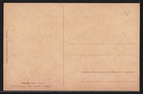 Künstler-AK sign. C. v. Bergen: Mein kleiner Liebling, Mädchen füttert Vogel mit Weintrauben