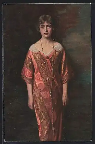 Künstler-AK sign. Alfred Schwarz: Junge Frau im Kleid