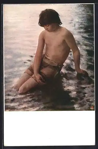 Künstler-AK sign. Hans Olaf Heyerdahl: Neapel, Neapolitanischer Fischerknabe