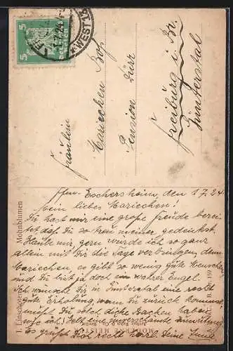 Künstler-AK sign. I. Linschoten: Junge Frau pflückt Mohnblumen