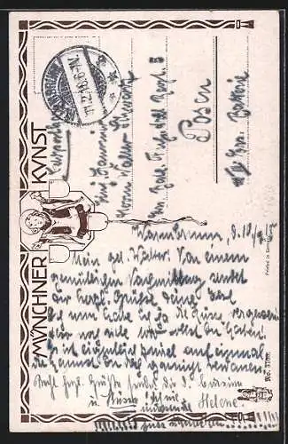 Künstler-AK sign. F. Prölss: Die Mirzl mit verschränkten Armen