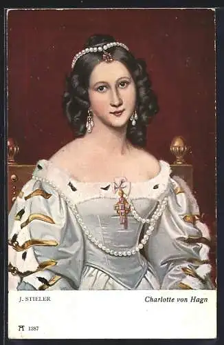 Künstler-AK sign. J. Stieler: Charlotte von Hagn