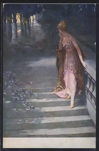 Künstler-AK sign. G. Hoffmann: Frau bei einem Rendez-vous