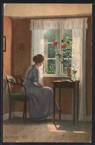 Künstler-AK sign. Alfred Broge: In Gedanken, Dänische Kunst