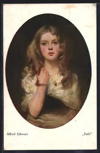 Künstler-AK sign. Alfred Schwarz: Ruth mit blonden Haaren