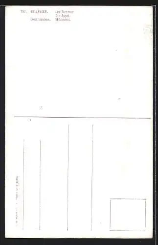 Künstler-AK sign. Bellanger: Frau mit einem Korb Äpfel