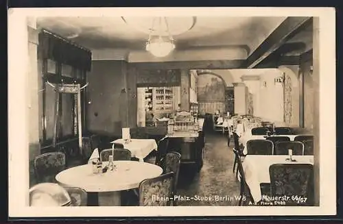 AK Berlin, Gasthaus Rhein-Pfalz-Stube, Mauerstr. 66-67, Innenansicht