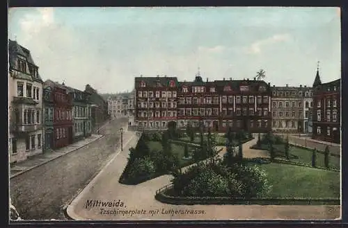 AK Mittweida, Tzschirnerplatz mit Lutherstrasse