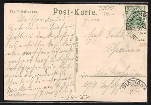 Passepartout-Lithographie Münsingen, Truppen-Uebungs-Platz, Ludwigshöhe, Casino u. Kantine im Eichenblatt