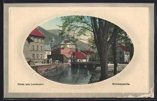 Präge-AK Lambrecht, Brückenpartie, Passepartout