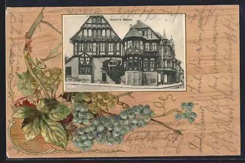 Lithographie Höxter i. W., Dechanei, Weintrauben, Passepartout