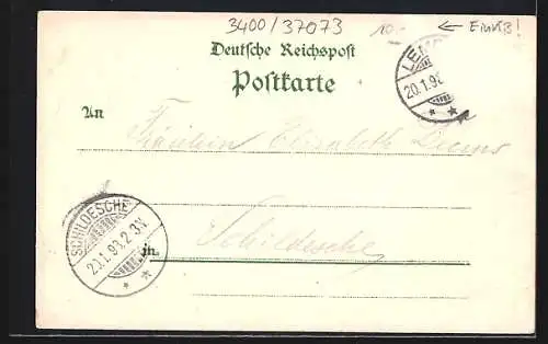 Lithographie Göttingen, Rathaus, Rohns, Radfahrer