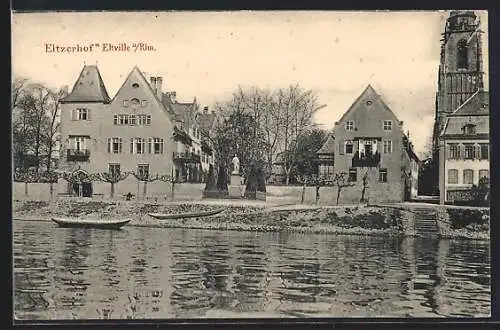 AK Eltville a. Rhn., Hotel Eltzerhof mit Booten