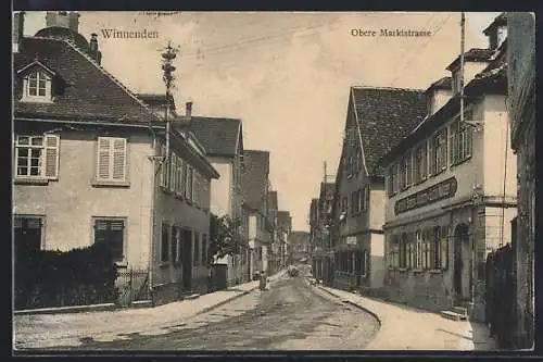 AK Winnenden, Obere Marktstrasse mit Geschäften
