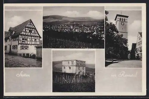 AK Stetten im Remstal, Geschäft, Ruine, Turm