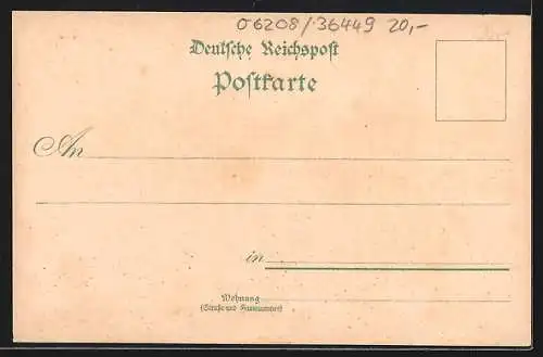 Lithographie Kaltennordheim, Ortsansicht von oben, Wappen, Blumen