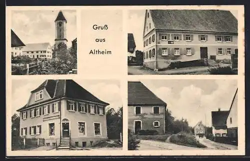 AK Altheim / Alb, Gasthaus Krone, Kirche, Handlung von Karl Mangold