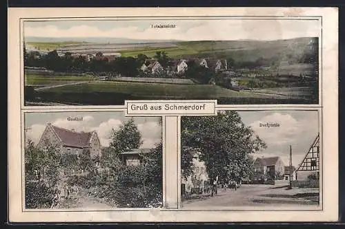 AK Schmerdorf, Gasthof, Dorfpartie, Totalansicht