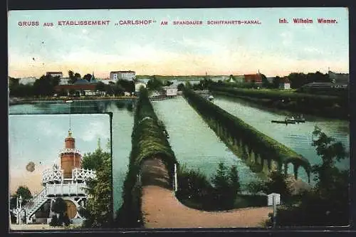 AK Berlin-Charlottenburg, Spandauer Schifffahrtskanal, Etablissement Carlshof