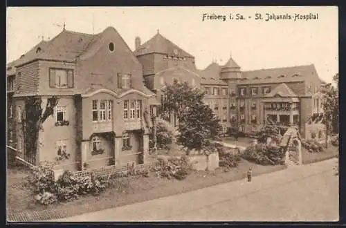 AK Freiberg i. Sa., St. Johannis-Hospital mit Strassenpartie