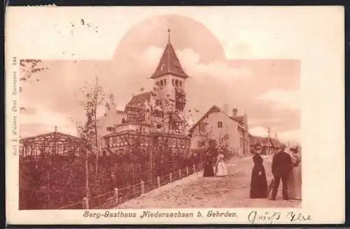 AK Gehrden / Hannover, Berg-Gasthaus Niedersachsen mit Strassenpartie