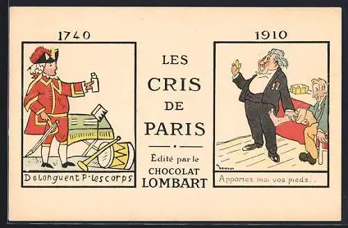 AK Paris, Chocolat Lombart, 1740 Delonguent P. les corps, 1910 Apportez moi vos pieds