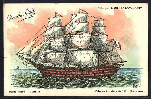 Künstler-AK Reklame für Chocolat Louit, Vaisseau à trois-ponts 1811