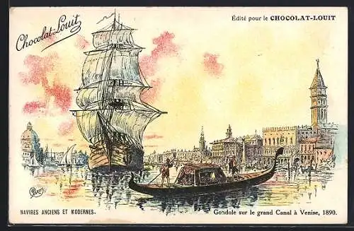 Künstler-AK Venise, Gondole sur le grand Canal, Reklame für Chocolat-Louit