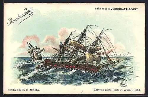 AK Reklame für Chocolat-Louit, Corvette mixte