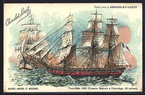 Künstler-AK Reklame für Chocolat-Louit, Trois-Mâts 1806