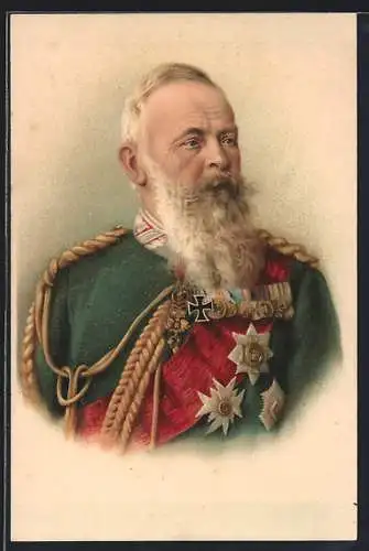 Glitzer-Perl-AK Prinzregent Luitpold von Bayern in Uniform