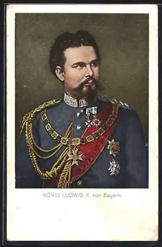 AK König Ludwig II. von Bayern in Uniform mit Orden