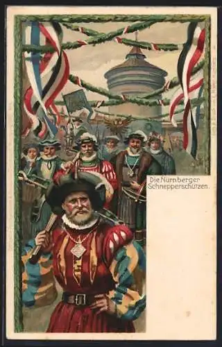 AK Nürnberg, X. Deutsches Turnfest 1903, Bild Nr. 6, Die Nürnberger Schnepperschützen