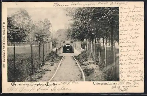 AK Treptow-Berlin, Tunneleingang der Untergrundbahn