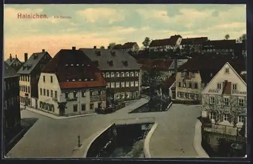 AK Hainichen / Sa., Strassenpartie am Damm