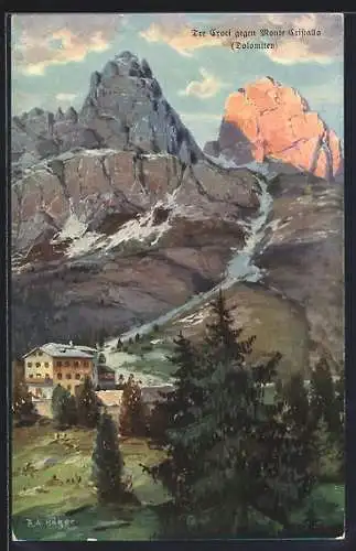 Künstler-AK Rudolf Alfred Höger: Cortina d`Ampezzo, Tre Croci gegen Monte Cristallo