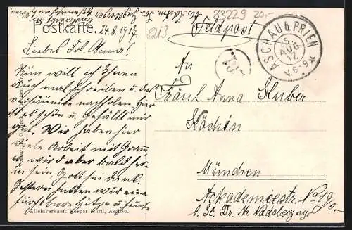 AK Aschau / Chiemgau, Panorama mit Gebirgskette